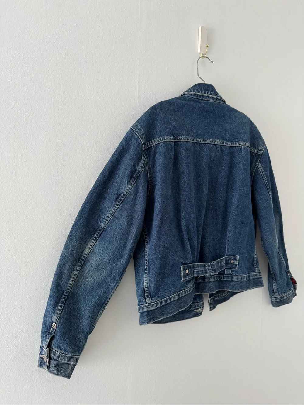 SzM Ralph Lauren Double RL Indigo Denim Jacket with Red Plaid Lining